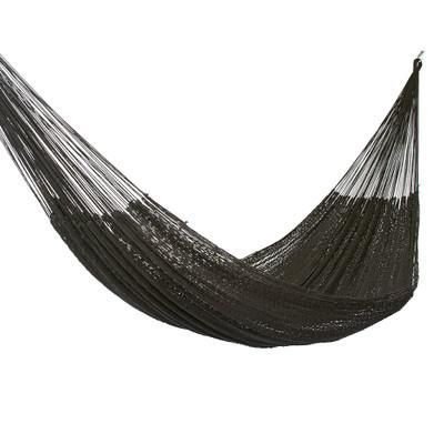Uxmal Night,'Handmade Black Rope Hammock (Triple)'