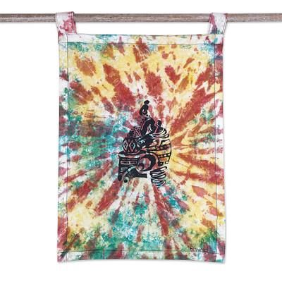Mother's Treasure,'Batik Cotton Wall Hanging with Mother and Child Detail'