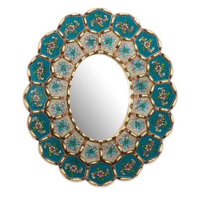 Colonial Arrangements,'Hand-Painted Floral Wall Mirror'