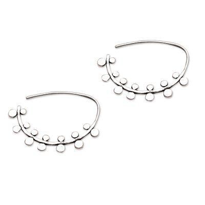 'Circle Pattern Sterling Silver Half-Hoop Earrings from Bali'