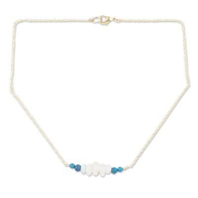 Sink or Swim,'Blue Quartz and Rainbow Moonstone Pendant Necklace'