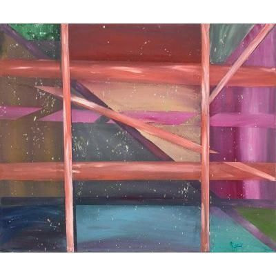 Picture Window,'Signed Geometric Abstract Painting from Costa Rica'