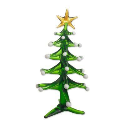 Star on Top,'Handcrafted Glass Christmas Tree Statuette'
