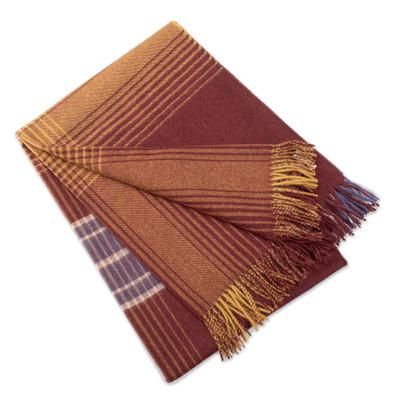 Andean Boldness,'Multicolored Striped 100% Baby Alpaca Throw from Peru'