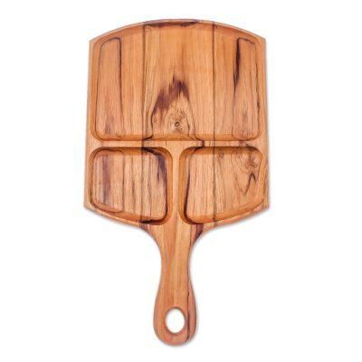 Delightful Portion,'Sectioned Teak Wood Cheese Tray Crafted in Thailand'