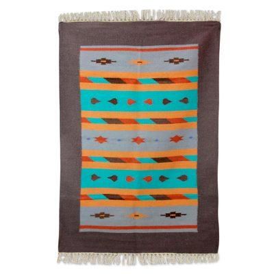 Wool dhurrie rug, 'Dream Stars' (4x6)