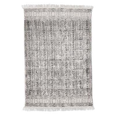 Maze Flair,'Maze Motif Cotton Area Rug in Espresso from India (4x6)'