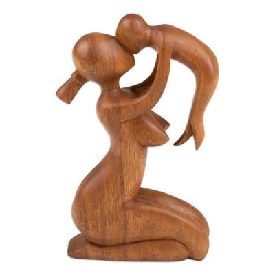 Mother's Love,'Suar Wood Family Sculpture'