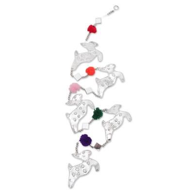 Radiant Herd,'Handcrafted Colorful Aluminum Reindeer Garland from Bali'