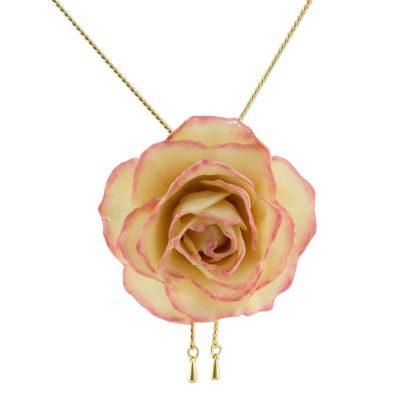 Old Fashioned Garden Rose,'Genuine Rose and Gold Plate Necklace from Thailand'