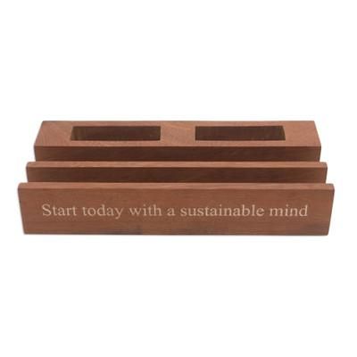 Sustainable Mind,'Eco-Friendly Reclaimed Wood Desk Organizer'