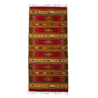 'Lavish Earth' (2.5 x 10) - Unique Zapotec Wool Area Rug