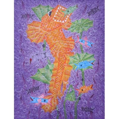 Big Fish Eat Little Fish I,'Signed Original Acrylic Painting from Thailand'
