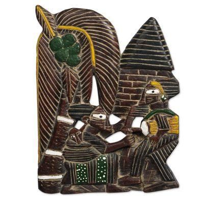 Afashe,'Handmade African Redwood Relief Panel'