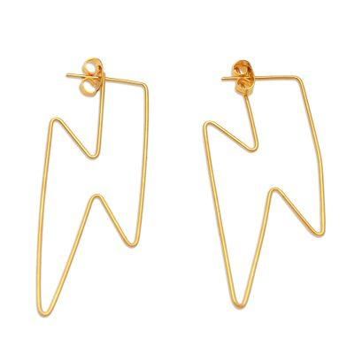 Golden Bolt,'Gold-Plated Lightening Bolt Drop Earrings'