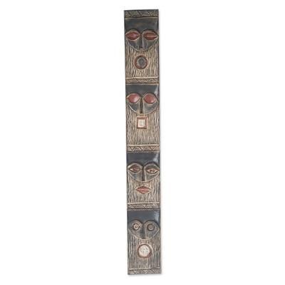 Simbisa Dogon Board,'Mahogany Wall Relief Panel Carved & Painted by Hand in Ghana'