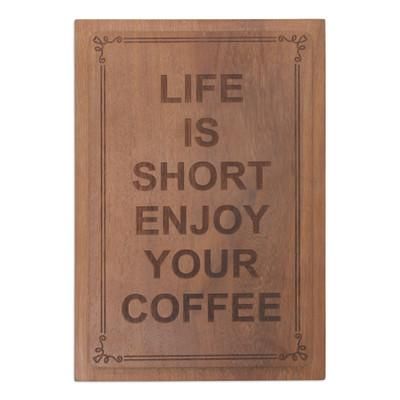 Coffee Time,'Coffee-Themed Reclaimed Wood Plaque from Bali'
