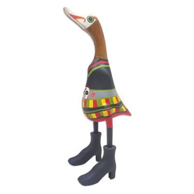 Duck Catrina,'Handcrafted Wood Day of the Dead Duck Sculpture'