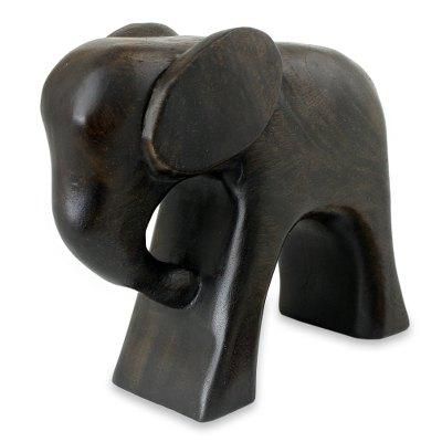 Wood sculpture, 'Thai Elephant'