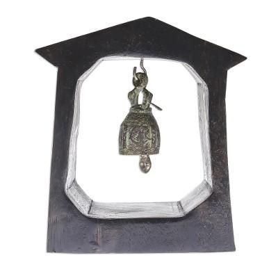Ringing House,'Mango Wood and Brass Bell Crafted in Thailand'