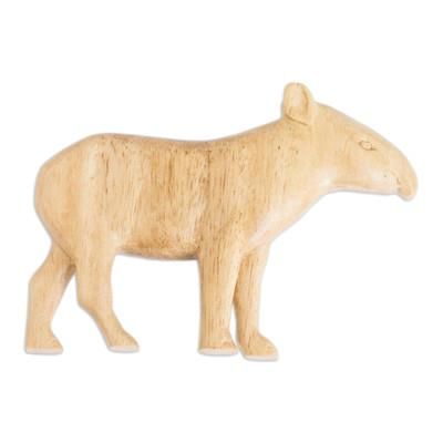 Curious Tapir,'Teak Wood Tapir Kitchen Magnet Carved by Hand in Costa Rica'