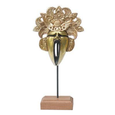 Yawning King,'Cultural Copper and Wood Mask from Indonesia'