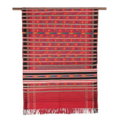 Cotton throw, 'Festive India' - Cotton Striped Throw India Fair Trade