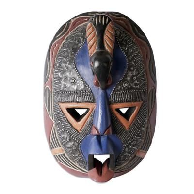 The Sky Is The Limit,'African Wood Mask Carved and Painted by Hand in Ghana'