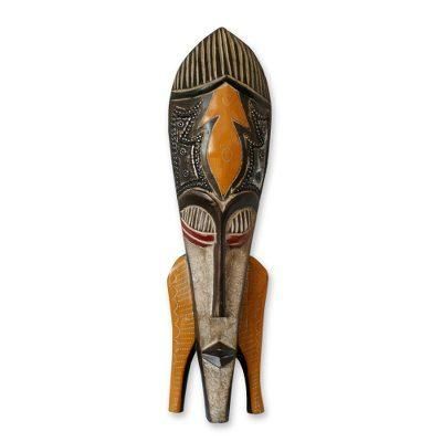 Ghanaian wood mask, 'Let's Celebrate'