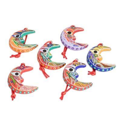 'Crescent Moon' (set of 6) - Handcrafted Christmas Ceramic Ornaments
