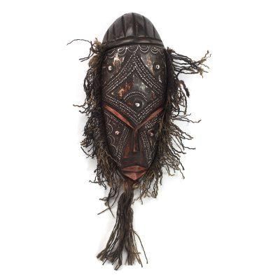 Brown Kotoku,'Wood Aluminum and Cotton African Mask from Ghana'