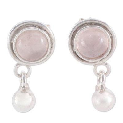'Dream of Love' - Unique Sterling Silver Rose Quartz Earrings