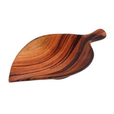 Jungle Delicacies,'Leaf-Shaped Wood Appetizer Bowl from Guatemala'