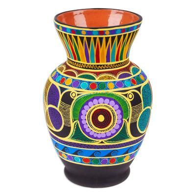 Ceramic vase, 'Nahua Doves'
