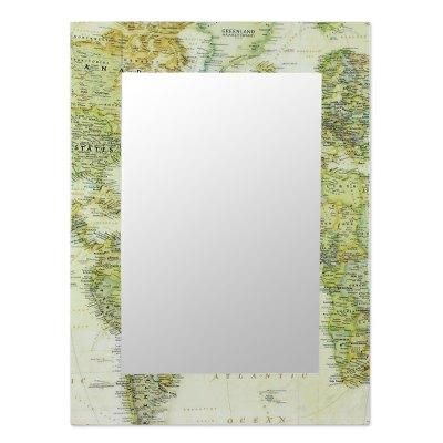 Decoupage wall mirror, 'Globetrotter'