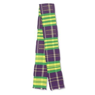 Cotton blend kente cloth scarf, 'Nyiraba' (1 strip)