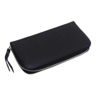 Polosan Black,'Solid Leather Clutch in Black Crafted in Bali'