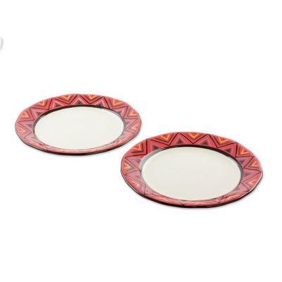Tazumal,'Artisan Crafted Maya Style Luncheon Plates (Pair)'