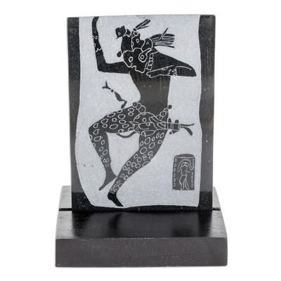 Maya Jaguar Dancer,'Museum Replica Maya Jaguar Dancer Green Jade Plaque'