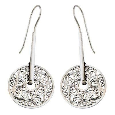 Cosmic Garden,'Hand Crafted Sterling Silver Drop Earrings'