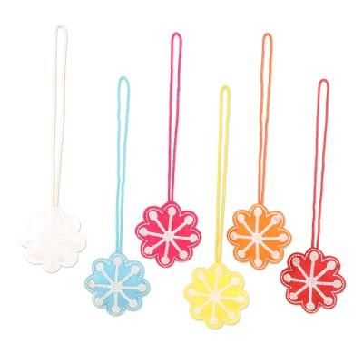 Sparkling Snow,'Embroidered Wool Snowflake Holiday Ornaments (Set of 6)'