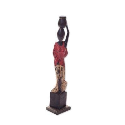 Wood sculpture, 'Back From River'