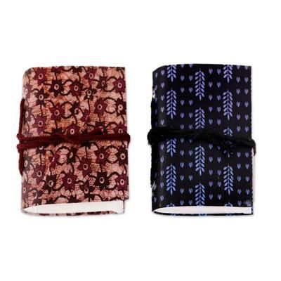 Nature's Delight,'Set of 2 Handmade Paper Mini Journals from India'