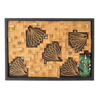 Transhumanism,'Abstract Mixed Media Wood Wall Art Collage from Guatemala'