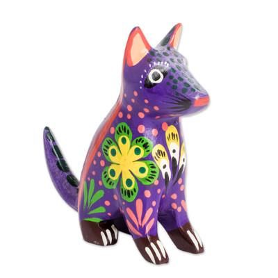 Likeable Leopard,'Hand-Carved Wild Cat Wood Figurine from Guatemala'
