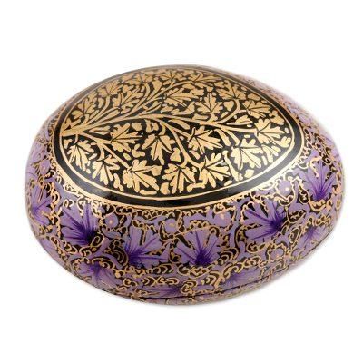 Midnight Muse,'Purple and Gold-Tone Papier Mache Box'