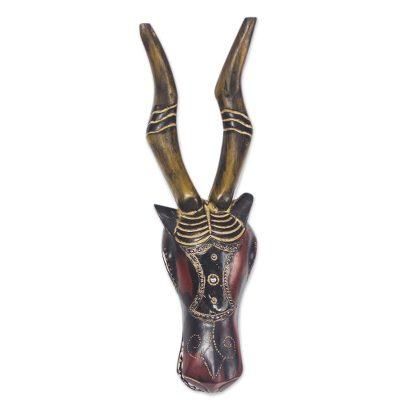 Deer,'Handmade African Wood Deer Mask from Ghana'