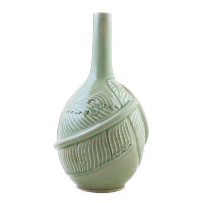 Exotic Tropic,'Celadon ceramic vase'