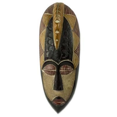 Herjole,'Artisan Made Original African Wall Mask of Peace with Dove'