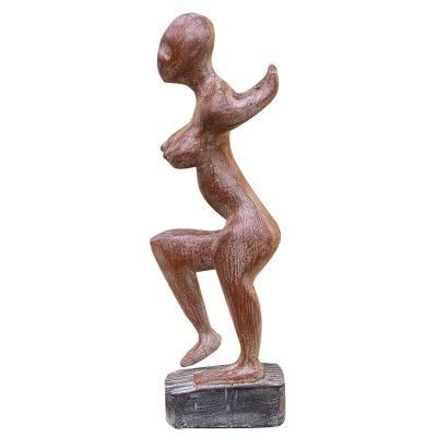 Posing Woman,'Rustic Sese Wood Female Form Sculpture from Ghana'